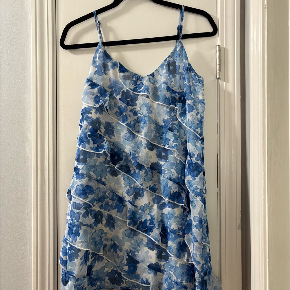 Lulu's Blue and White Floral Dress